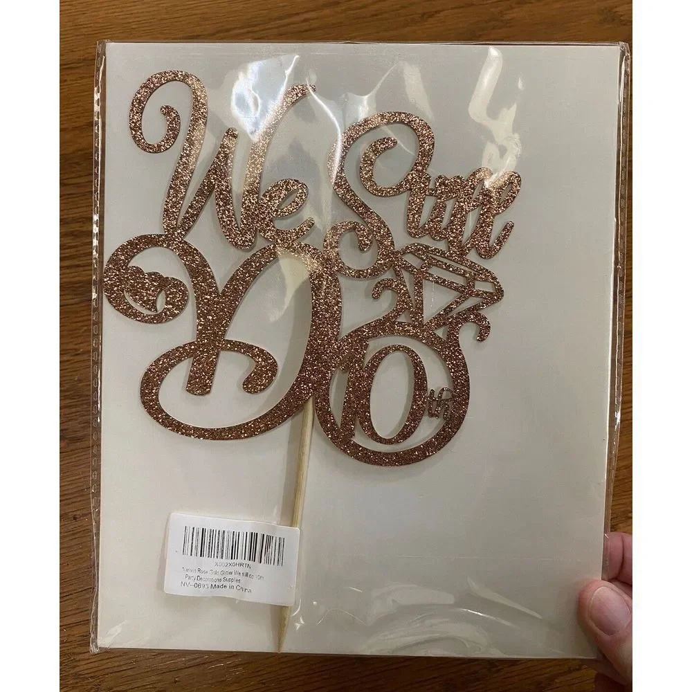 We Still Do 10th Anniversary Cake Topper Rose Gold Glitter Pick‎